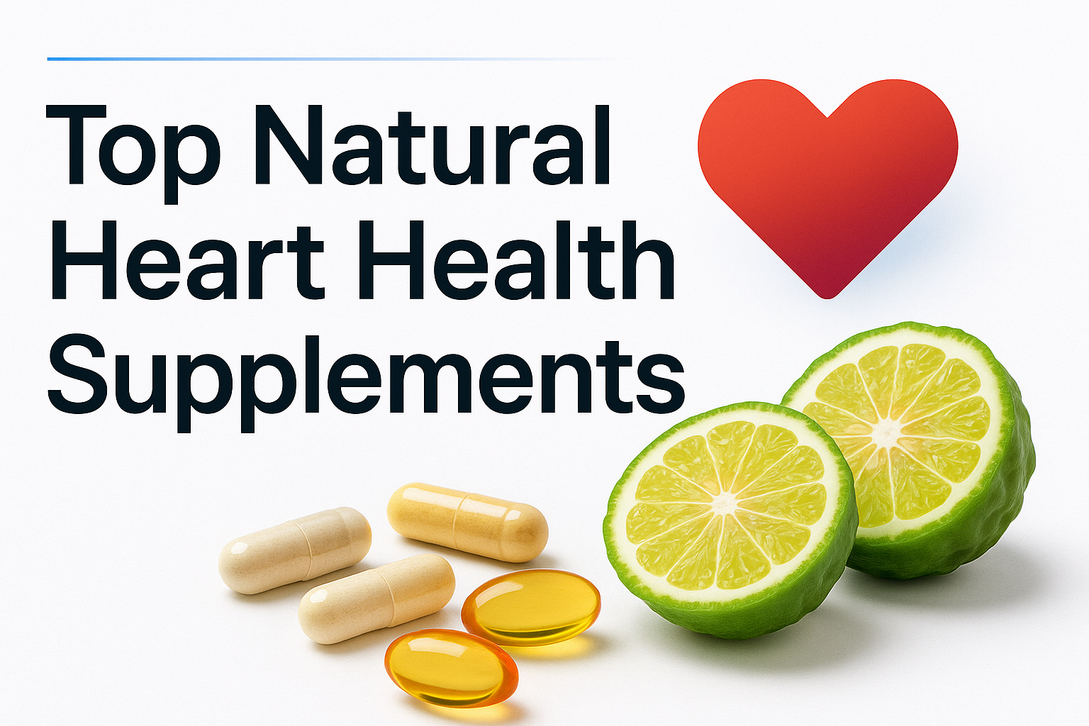 "Top Natural Heart Health Supplements - Professional blog cover featuring heart health and natural supplement elements"