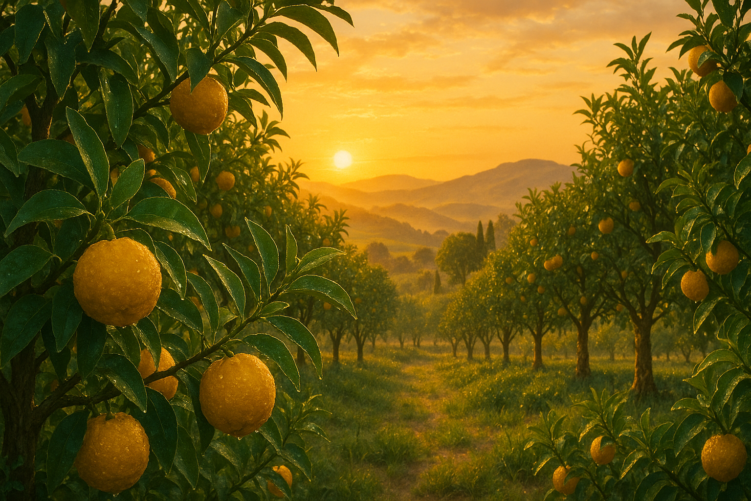 An Italian Citrus Bergamot field with Organic Citrus Bergamot