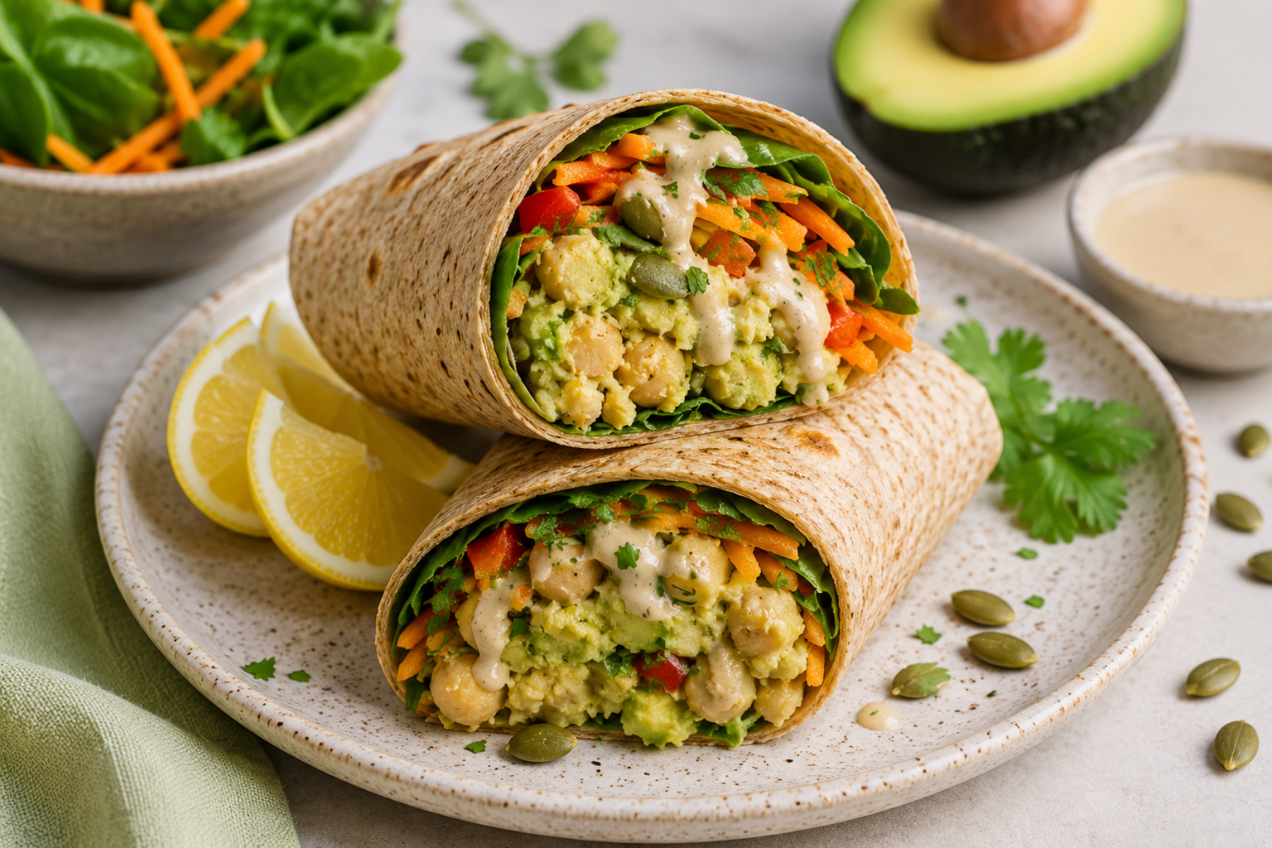 Chickpea and Avocado Wrap