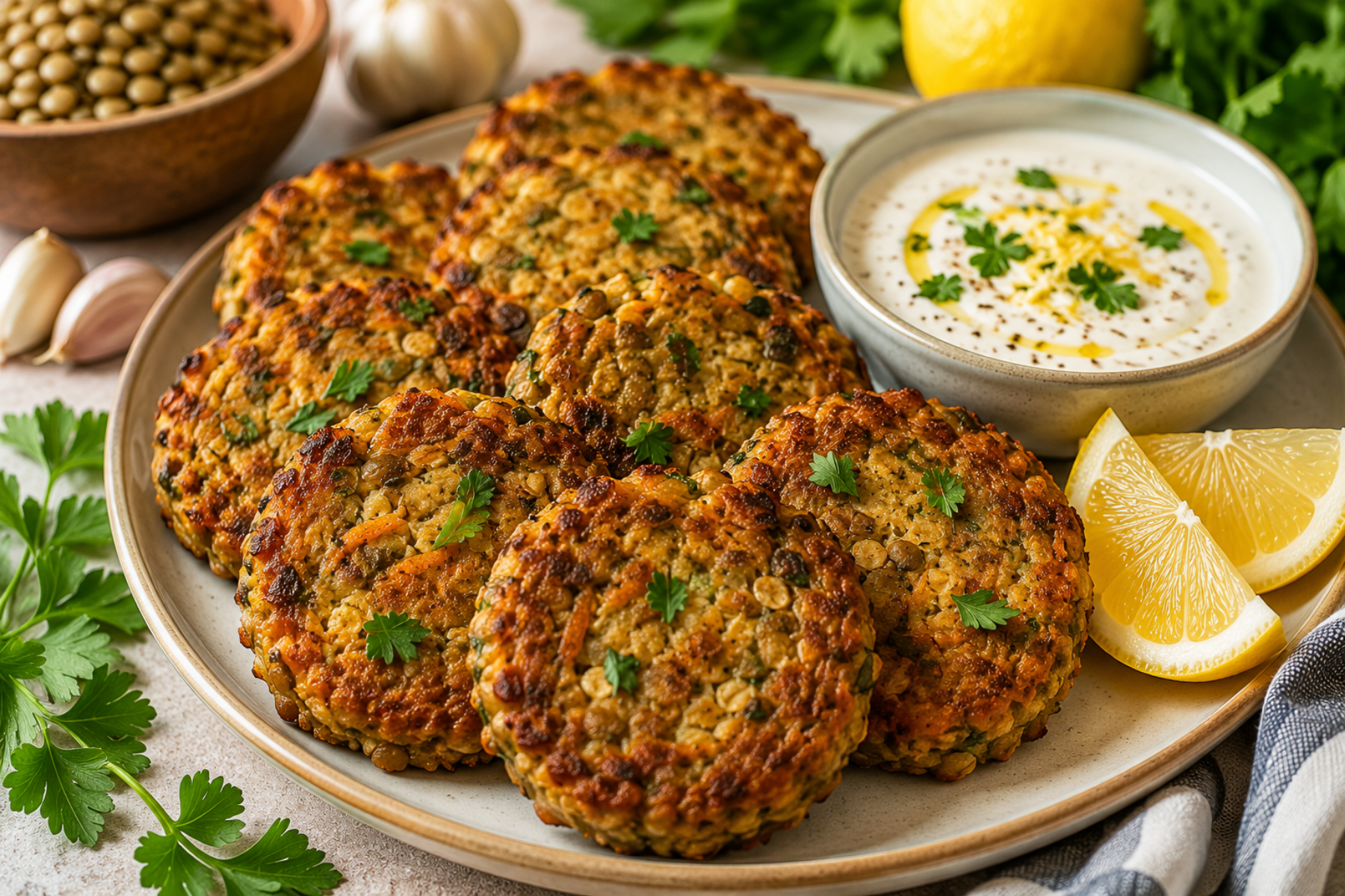 fiber rich lentil and garlic fritters baked nourishing nutrients