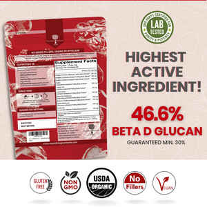 Organic Mushroom Powder with the tested active ingredient over 30% Beta D Glucan
